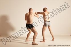 Underwear Martial art Man - Man White Moving poses Slim Short Blond Dynamic poses Academic